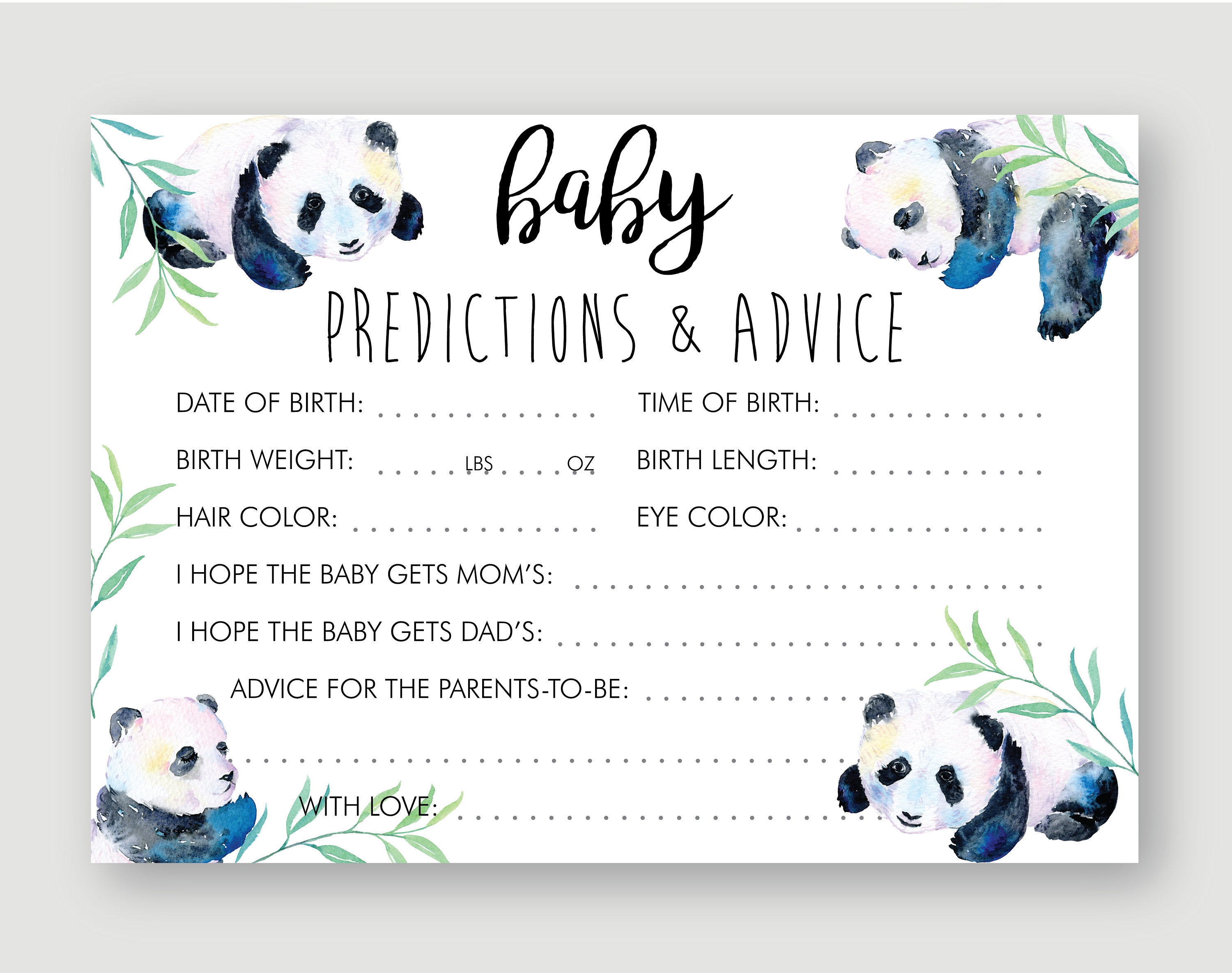 Party Games Baby Panda Shower Game Printable Games Baby Animal Shower ...