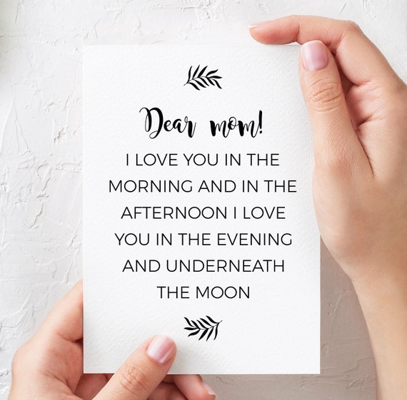 Mothers Day Cards Mom Quotes Printable Card Mom Birthday Card Etsy