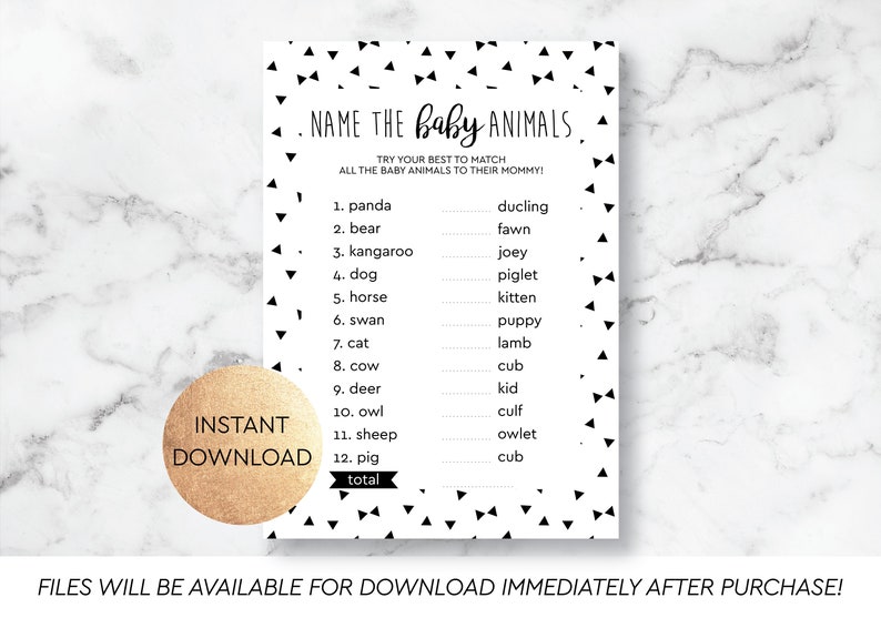 Printable Baby Shower Games Gender Neutral Name The Baby Etsy