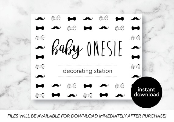 Mustaches Baby Shower Games Onesie Decorating Sign Bows And Etsy