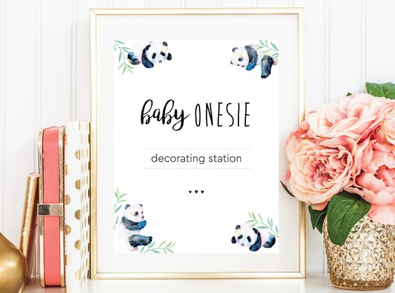 Baby Panda Onesie Decorating Station Sign Gender Neutral Baby Etsy