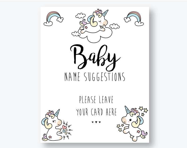 Baby Unicorns Baby Shower Printable Decorations Baby Name | Etsy