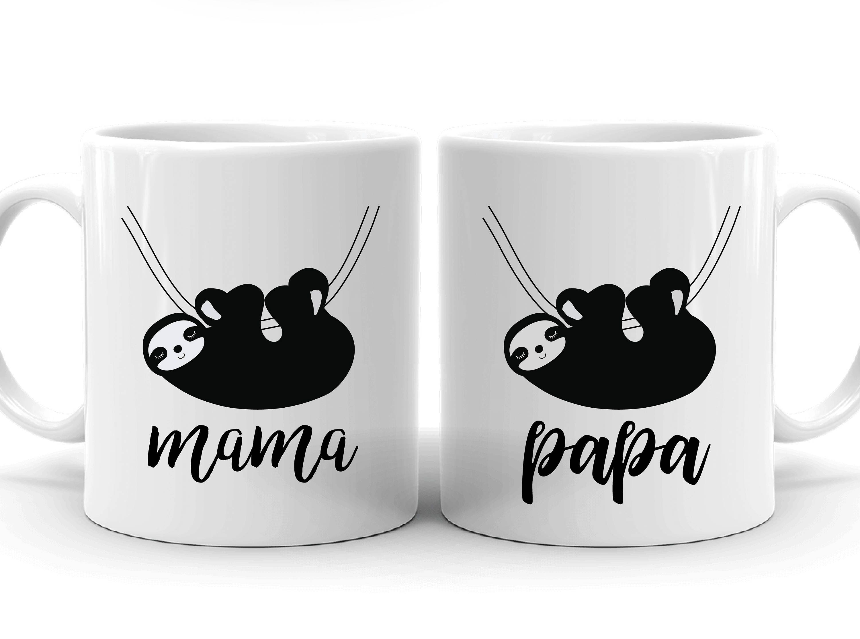 Sloth Gift Mama Papa Gift Sloth Mug Mug Set Baby Shower Etsy