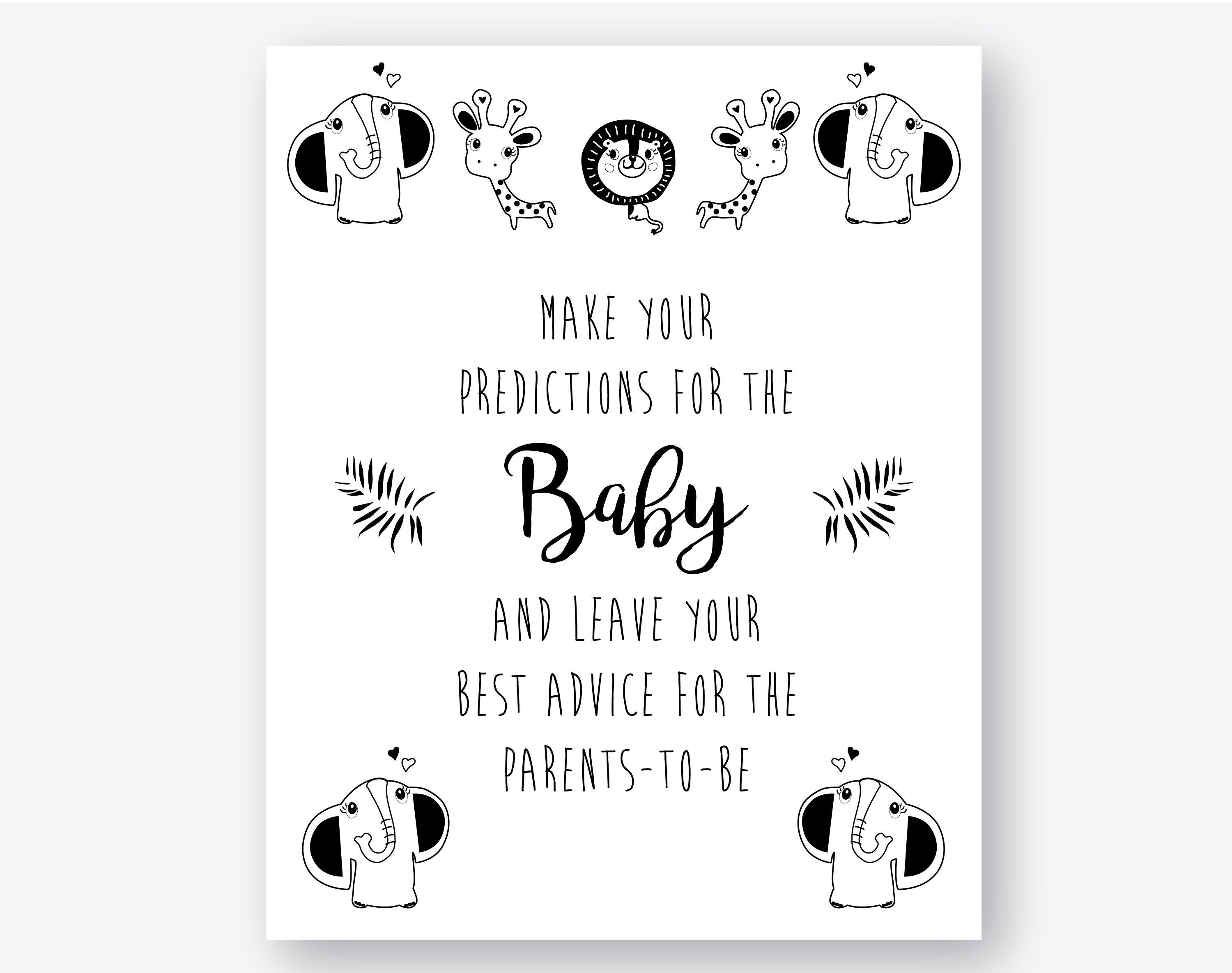 Safari Baby Shower Decoration Zoo Animals Baby Shower Games Etsy