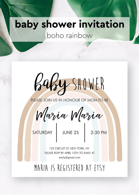rainbow baby shower invitations