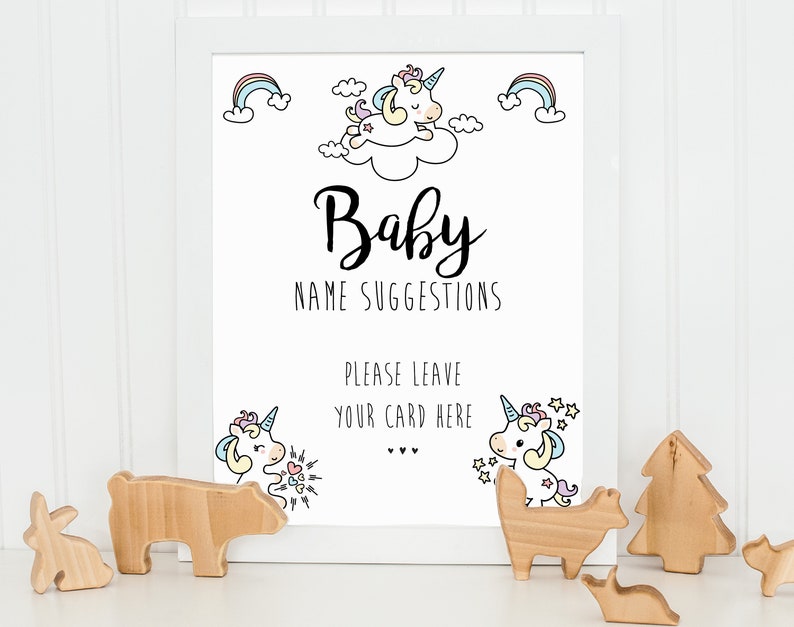 Baby Unicorns Baby Shower Printable Decorations Baby Name | Etsy