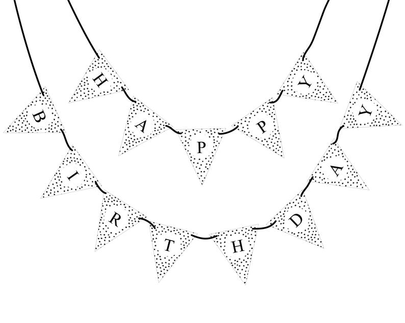 Happy Birthday Decorations Monochrome Party Decorations Etsy