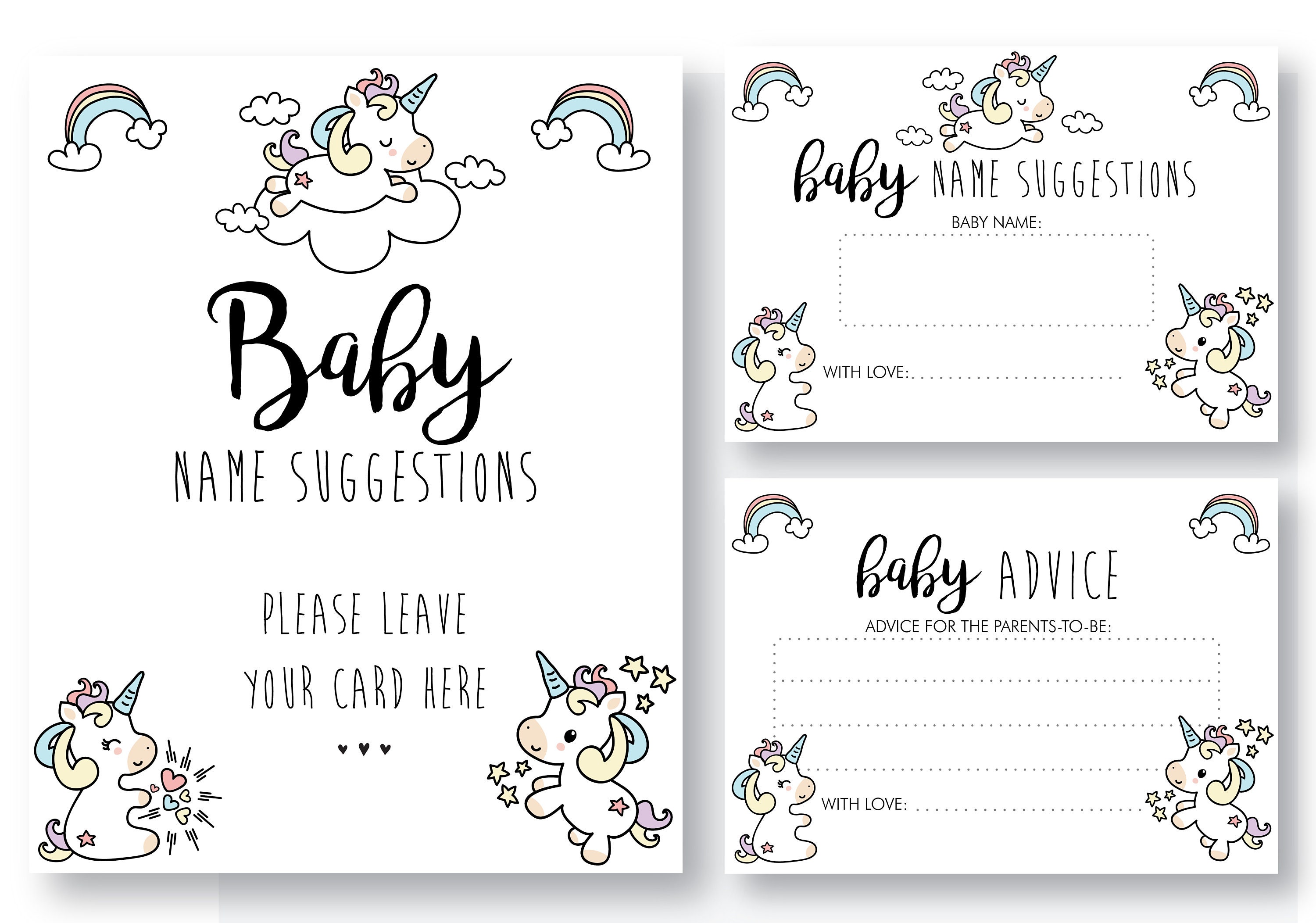 Unicorns Baby Shower Games Printable Baby Name Suggestion Etsy Unicorns Baby Shower Games Printable Baby Name Suggestion Etsy