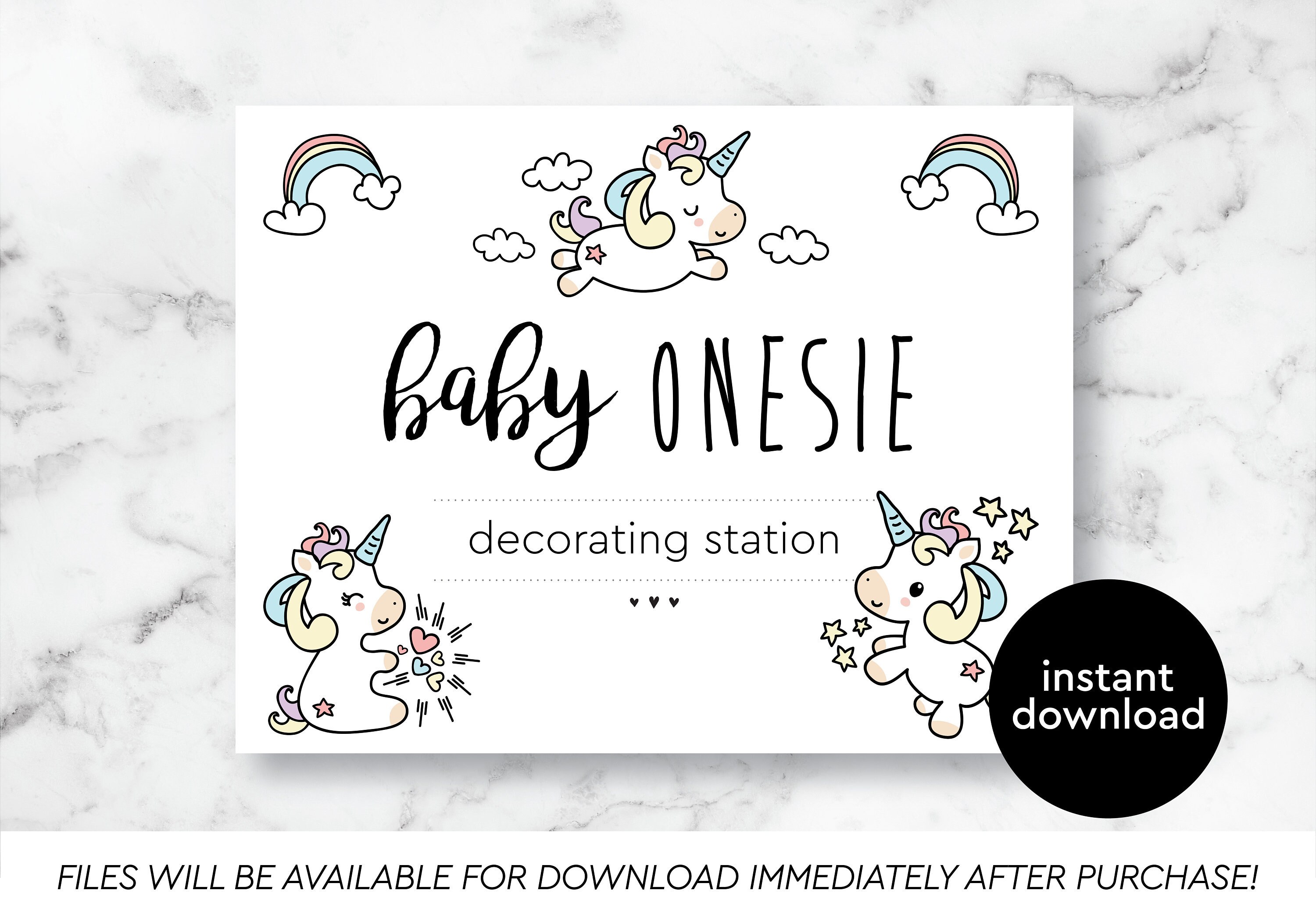 Baby Unicorns Onesie Decorating Station Sign Baby Shower Etsy