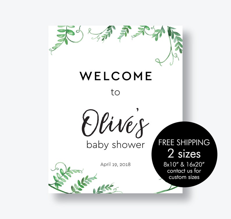 Greenery Baby Shower Decorations Welcome Sign Gender Neutral Etsy