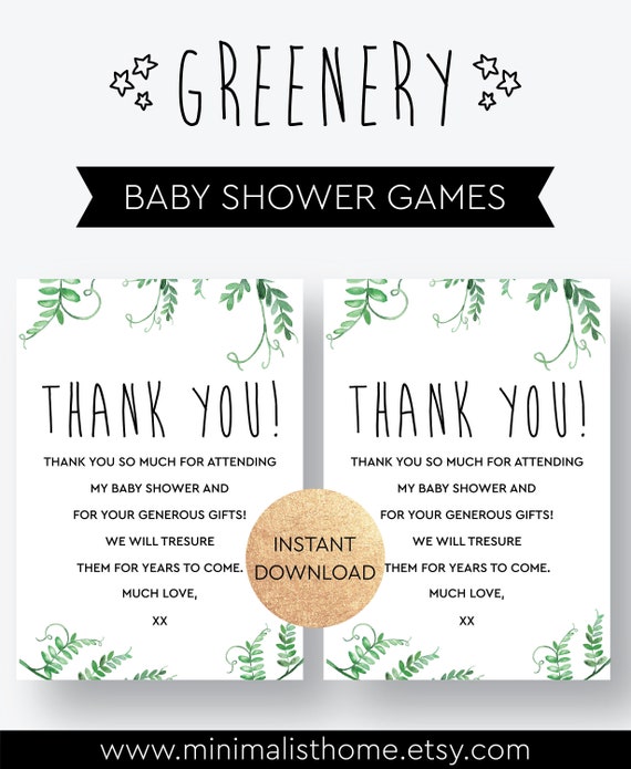 Greenery Baby Shower Thank You Cards for Gender Neutral Baby Etsy