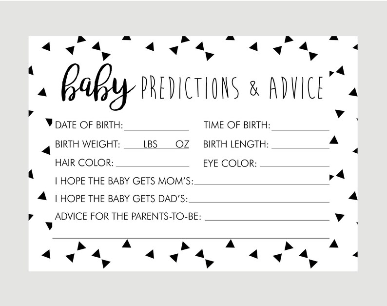 Youngster Shower Online games, Predictions for Little one, Little one Predictions, Gender Impartial Child Shower Tips Decorations , Gender Predictions, Balck White photograph about Baby Prediction Cards Free Printable identify Boy or girl Shower Video games, Predictions for Boy or girl, Kid Predictions, Gender Impartial Youngster Shower Designs Decorations , Gender Predictions, Balck White