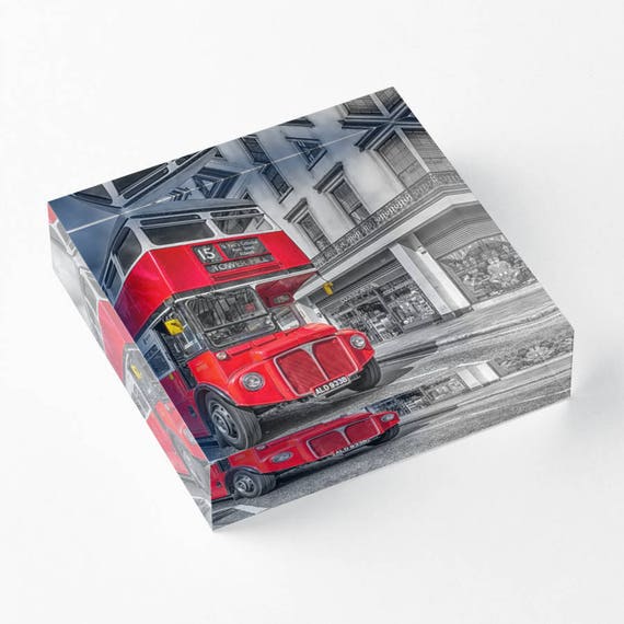 Route master noumber 15 London  - Acrylic Block - BalazsRomsics 4 x4 / 6 x 6 Home decor