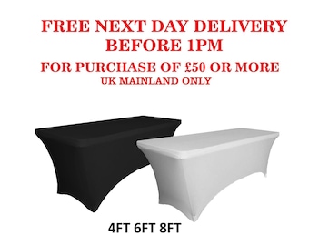 Rectangale Spandex Table Cloth - Rectangular Stretch Fitted Table Cover Lycra Stretch Wedding Party Buffet Tradeshow Vendor Banquet Business