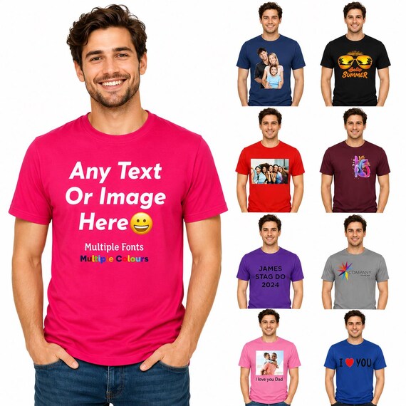 Personalised Custom Printed T-Shirt for Men, Women & Kids UK – Add Any Text, Photo or Logo – Unisex Short Sleeve Tee with Long-Lasting Print