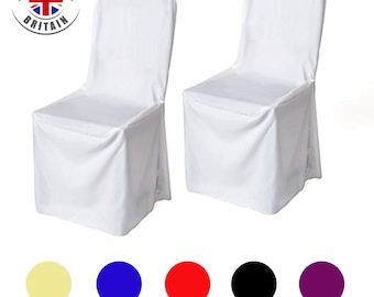 Polyester Chair Cover Square Top Heavy Duty Dining Covers Loose Bottom Fit