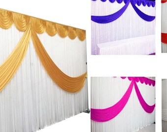 Set of detachable TOP Swag + BUTTERFLY Swag Silky Satin Backdrop Party Wedding Stage Decoration