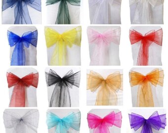 Organza Chair Sashes - Wider Fuller Cover for Wedding Decorations, Birthday, Banquets & Party Events - Chair Cover Sheer Bows, Ribbon (50Pc)