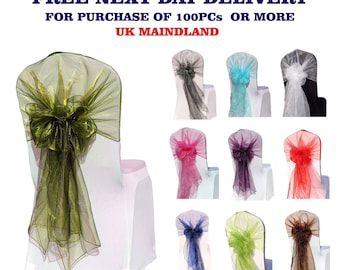 Organza Chair Tie Sashes - Wider Fuller Cover for Wedding Decorations, Birthday, Banquets & Party Events - Chair Cover Sheer Bows, Ribbon