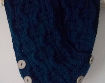Handknitted cowl scarf neckwarmer with buttons