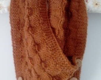 Handknitted cowl neckwarmer scarf with buttons