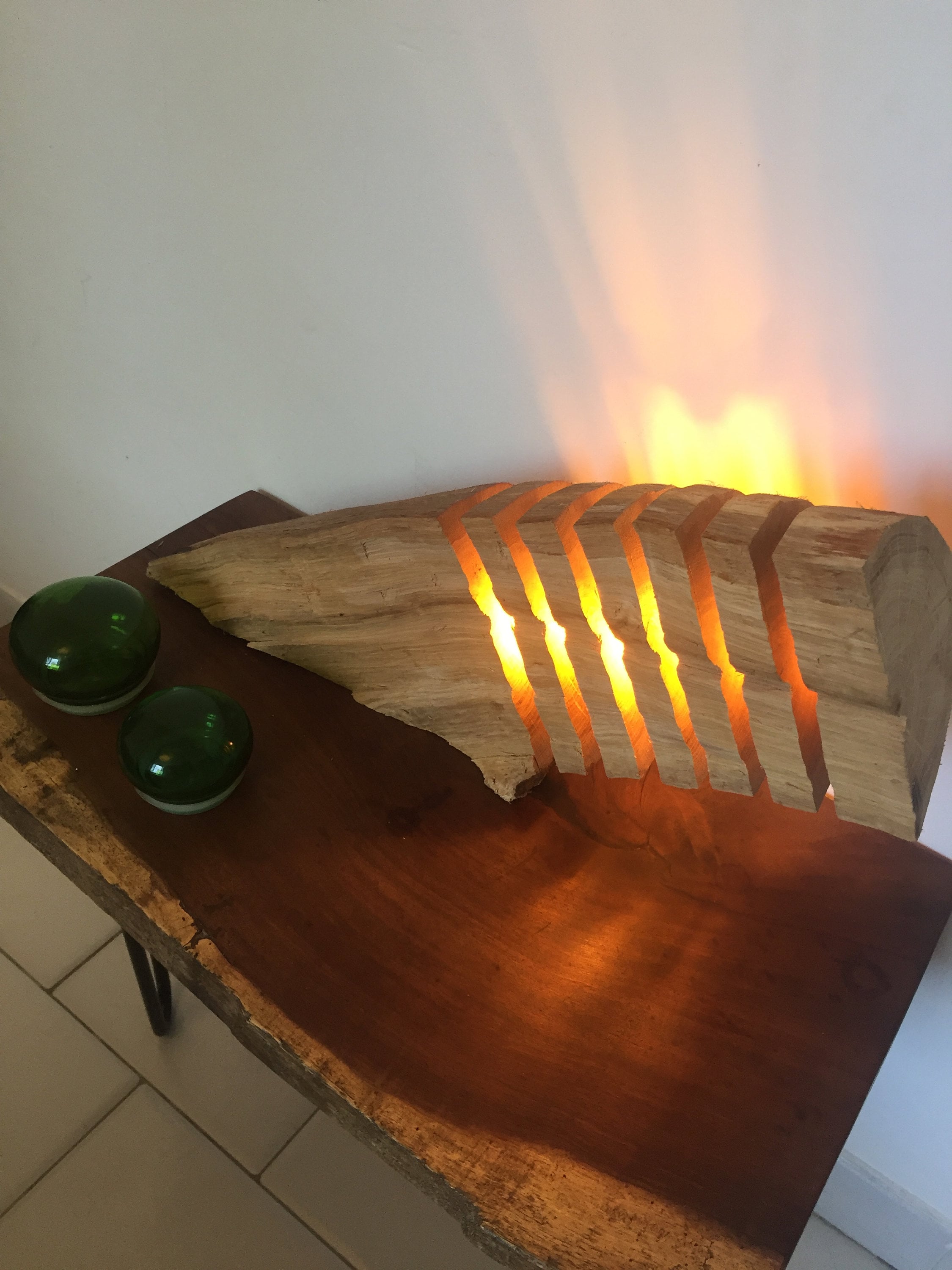 Fragmented Wood Log Lamp, Oak Wood Lamp | Chene , Led Nature Design