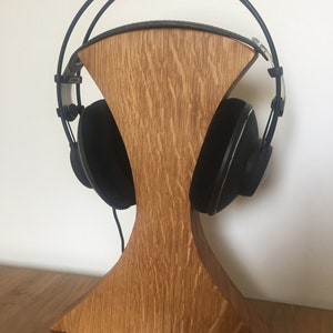 wood headphone stand OAK, wood headphone holder, wooden headphone holder, Chene