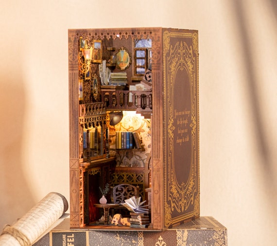 DIY Book Nook Shelf Insert Kit Eternal Bookstore Scene Etsy