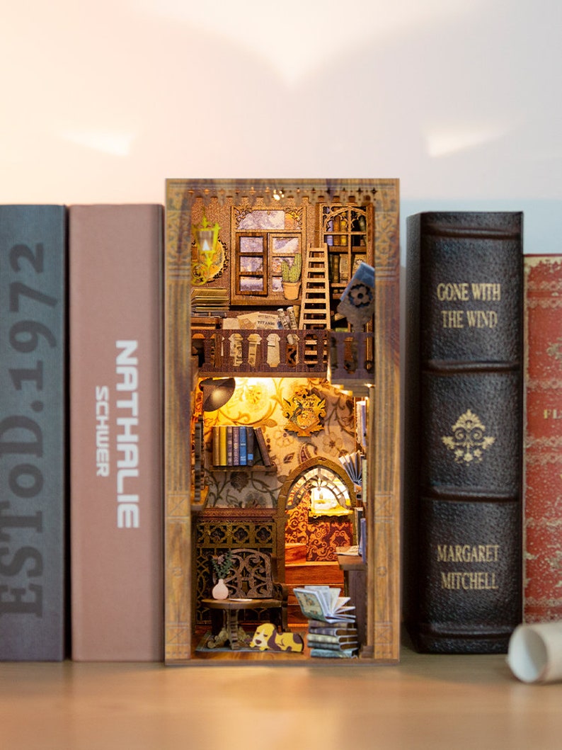 DIY Book Nook Shelf Insert Kit Eternal Bookstore Scene Etsy