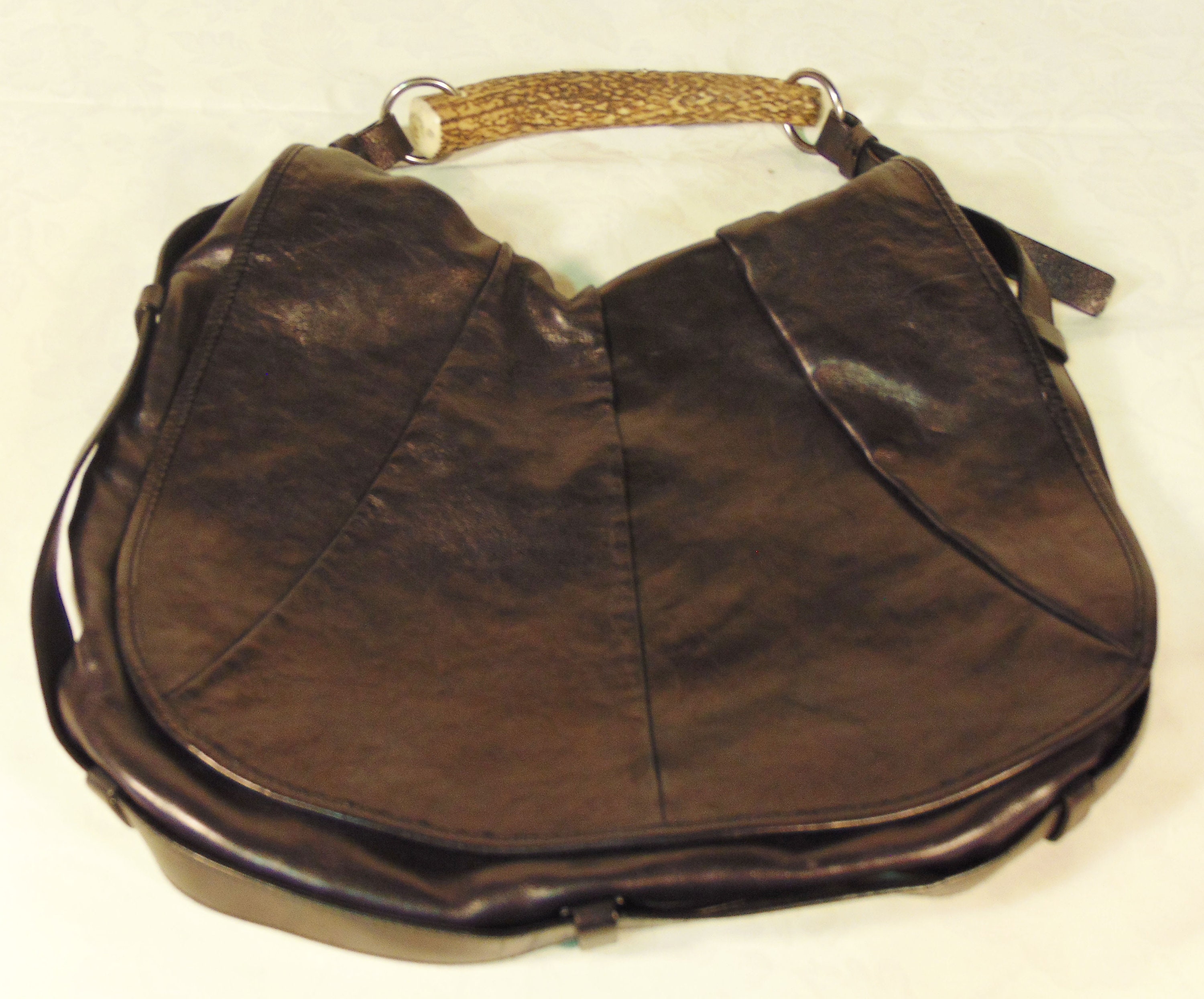 Yves Saint Laurent Brown Leather Mini Mombasa Horn Bag - Yoogi's Closet