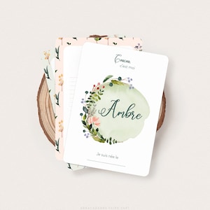 Aquarell-Wildblumen-Baby-Meilensteinkarten - Blumige Monatskarten mit Zahlen - Personalisierte Karte mit dem Vornamen des Babys
