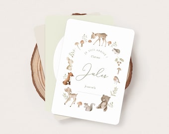 Baby milestone cards forest animals | Woodland theme milestone cards | Boy milestone cards | Birth gift - JULES