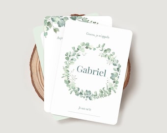 Cartes étapes bébé garçon eucalyptus personnalisées | Cartes première ou deuxième année bébé - Cadeau naissance - GABRIEL