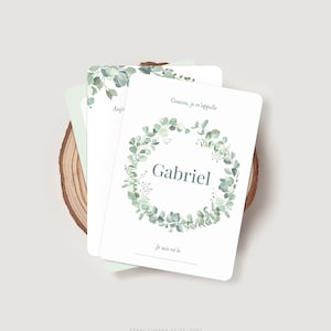 Cartes étapes bébé garçon eucalyptus personnalisées | Cartes première ou deuxième année bébé - Cadeau naissance - GABRIEL