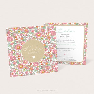 Annuncio di nascita Liberty Betsy Cupcake e Kraft, Annuncio di nascita Liberty Girl, Invito al battesimo Liberty Girl - LOLA