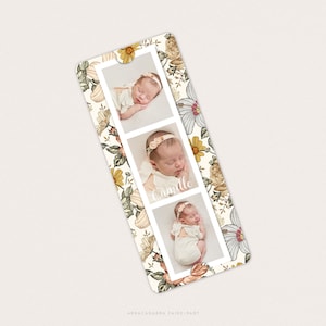 Vintage flower girl birth announcement, photo booth announcement for birth or baptism - CAMILLE