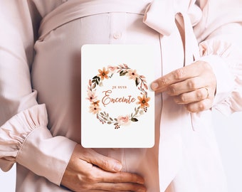 Cartões florais de marcos da gravidez, com coroa e flores em estilo aquarela - 20 cartões para fotografar! -EVA