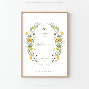 Personalized baptism poster with wild flowers, Personalized poster for a girl or boy&#39;s baptism - ALESSIO