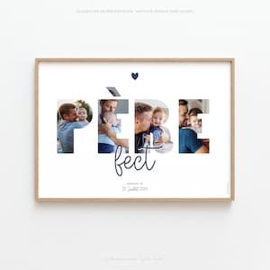 Cadeau personnalisé pour homme, Affiche collage photos mot PAPA, Cadeau fêtes des pères