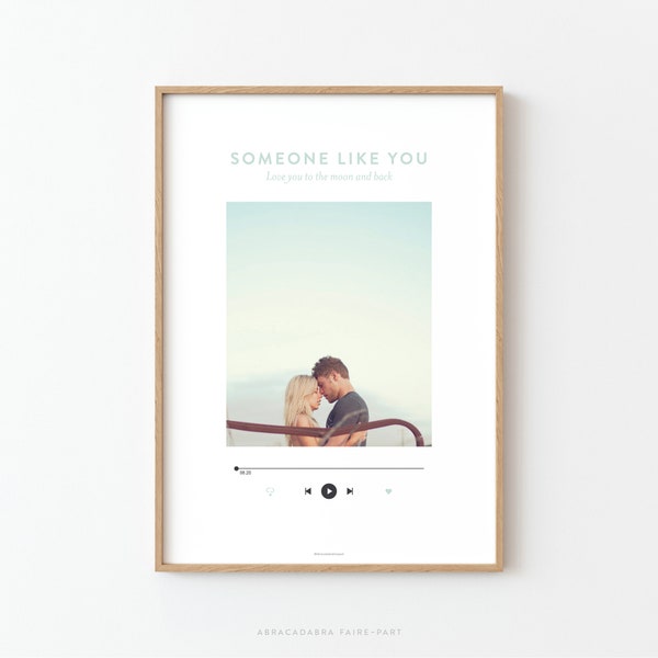 Personalisiertes Poster mit Foto und Songtitel, imitierter Musikplayer, ideal für Paare – Valentinstagsgeschenk!