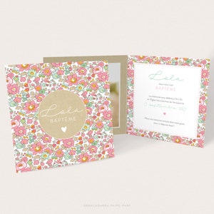Annuncio di battesimo Liberty Betsy Cupcake e Kraft per bambine, annuncio di nascita floreale, annuncio di nascita o battesimo Liberty - LOLA