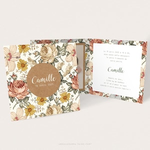 Anúncio de florista vintage boho e kraft para nascimento ou batismo - CAMILLE