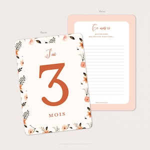 Cartes étapes bébé fleuries, avec couronne et fleurs façon aquarelle - Pour première année, deuxième année ou troisième année - EVA image 6