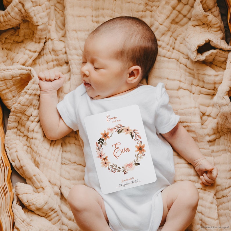 Cartes étapes bébé fleuries, avec couronne et fleurs façon aquarelle - Pour première année, deuxième année ou troisième année - EVA image 4