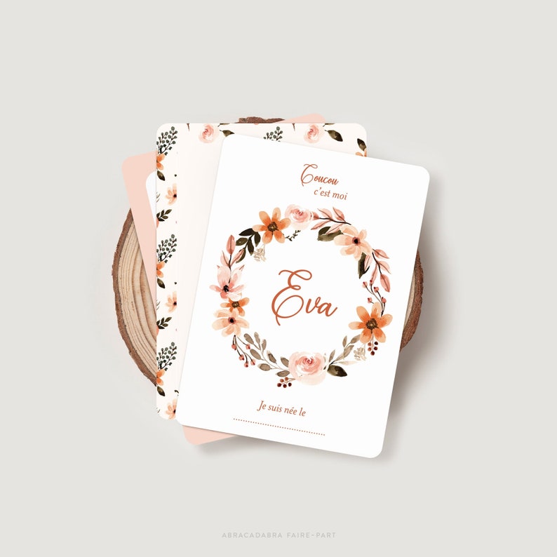 Cartes étapes bébé fleuries, avec couronne et fleurs façon aquarelle - Pour première année, deuxième année ou troisième année - EVA image 1