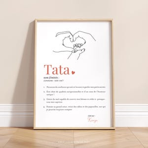 Regalo personalizado para tía, cartel de definición de tía con foto o dibujo