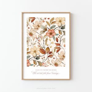 Wildflower poster, vintage colors, boho style, to personalize with or without text, ideal for children&#39;s room - ROMY