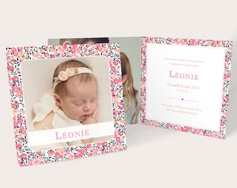 Liberty Wiltshire Sweet Pea girl announcement, for birth or baptism