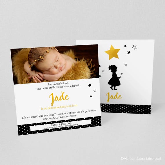 Birthbaptism Square Duplex Little Fairy With Her Magic Wand Under The Stars Black And Golden Yellow Model Jade