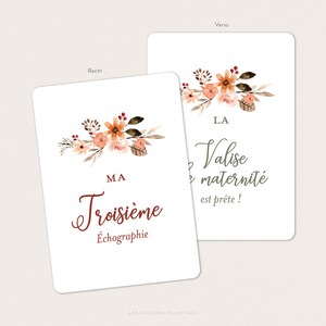 Cartes étapes grossesse fleuries, avec couronne et fleurs façon aquarelle - 20 cartes à photographier ! - EVA image 6